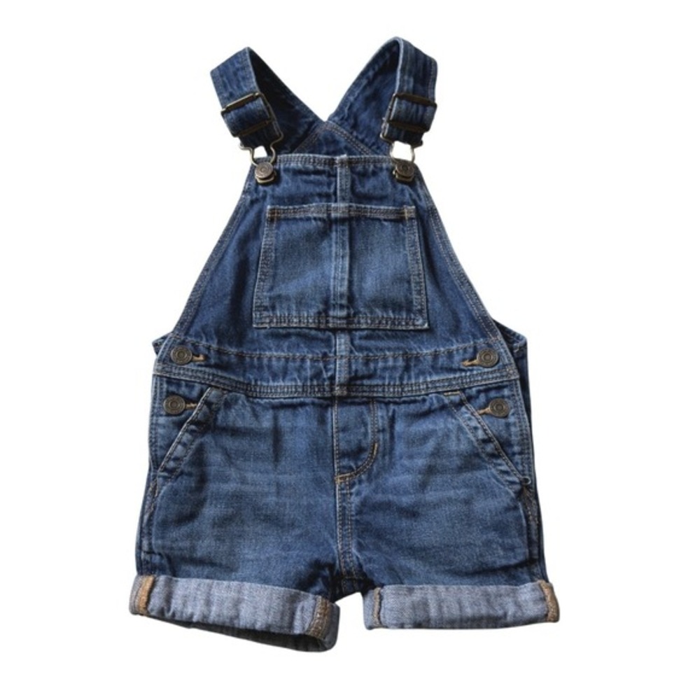 Vintage babyGap Denim Cuffed‎ Shortalls 18-24M Blue Casual Summer Romper Kidcore